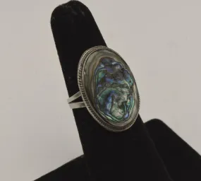 Vintage Sterling Silver Mother of Pearl Handmade Ring - Size 5.75