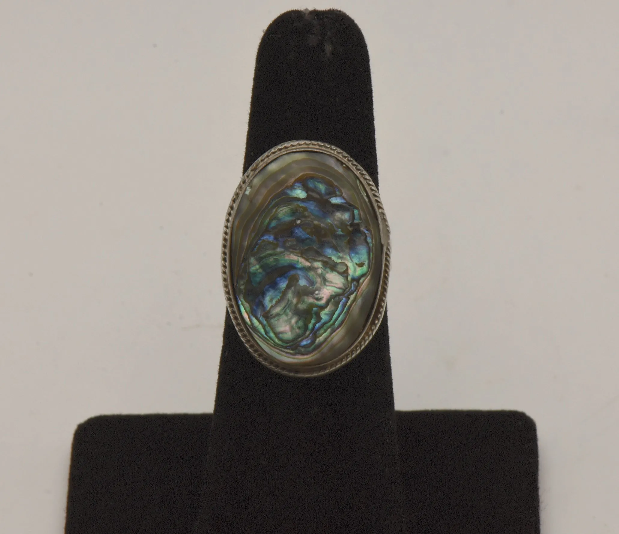 Vintage Sterling Silver Mother of Pearl Handmade Ring - Size 5.75