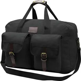 World Famous Bezenville 55L Canvas Weekend Duffle Bag Black