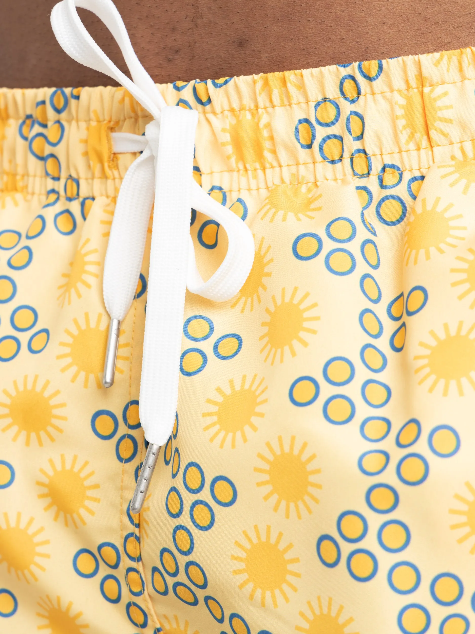 Yellow Disco Sun Honey Swim Trunks