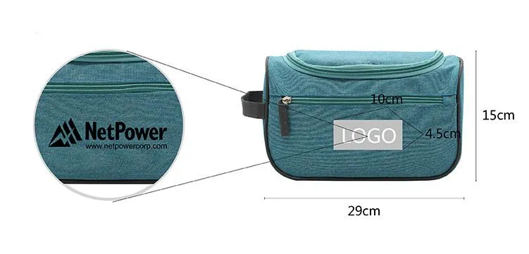 Zippered Toiletry Bag With Hanging Hook For Travel